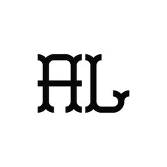 AL monogram logo design letter text name symbol monochrome logotype alphabet character simple logo