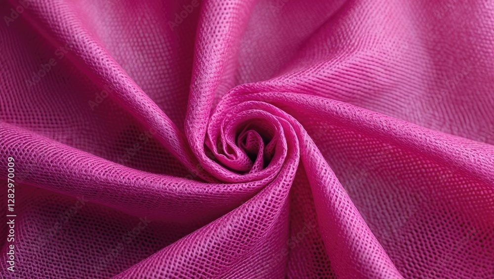 Poster pink textile fabric close-up showing intricate texture and spiral pattern on a soft surface. ideal f