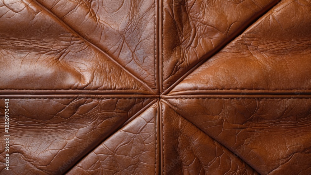 Poster brown leather texture with diamond-shaped patterns and stitched details creating a warm and luxuriou