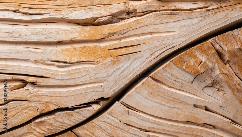 Poster wood texture with intricate patterns and natural coloration, close-up view of weathered and aged woo