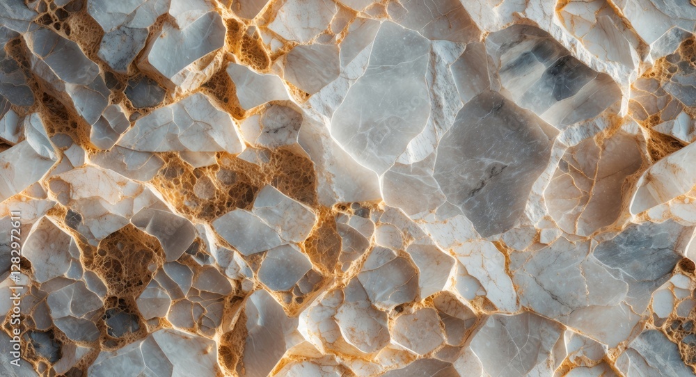 Poster textured background of abstract polished white and gray agate stone with natural patterns and golden