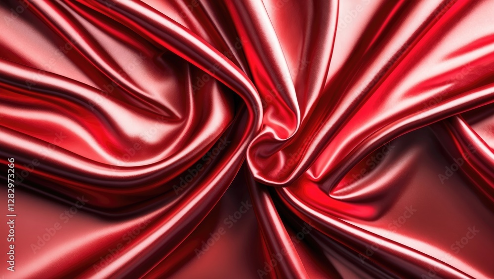 Poster red satin fabric with soft folds and reflections capturing light textures and smoothness in an abstr