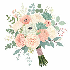 Wedding Bouquet: Blush Pink Roses, Peonies & Eucalyptus