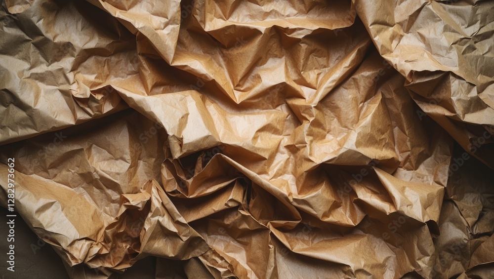 Poster crumpled brown kraft paper texture background for use in design and print applications