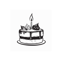 Birthday cake with candles image vector isolated on white background.