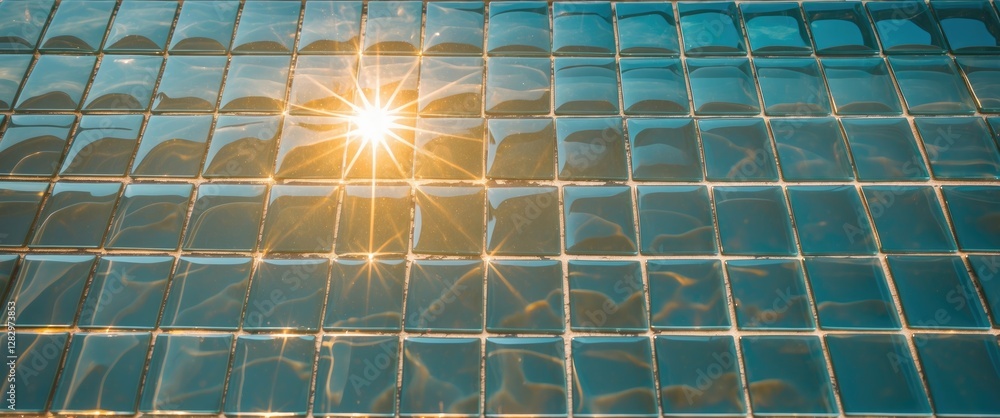 Aufkleber swimming pool tile surface with sunlight reflection creating sparkling patterns in water clear blue 