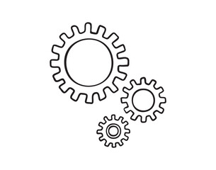 cogs and gears doodle hand drawn icon. Outline drawing settings three cogs and gears line clipart symbol