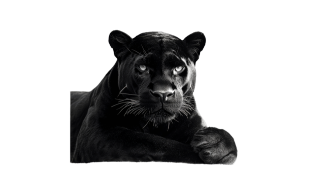 Majestic black panther resting in calm pose