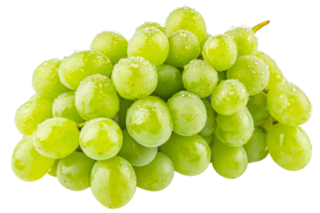 Fresh green grapes with water droplets on them