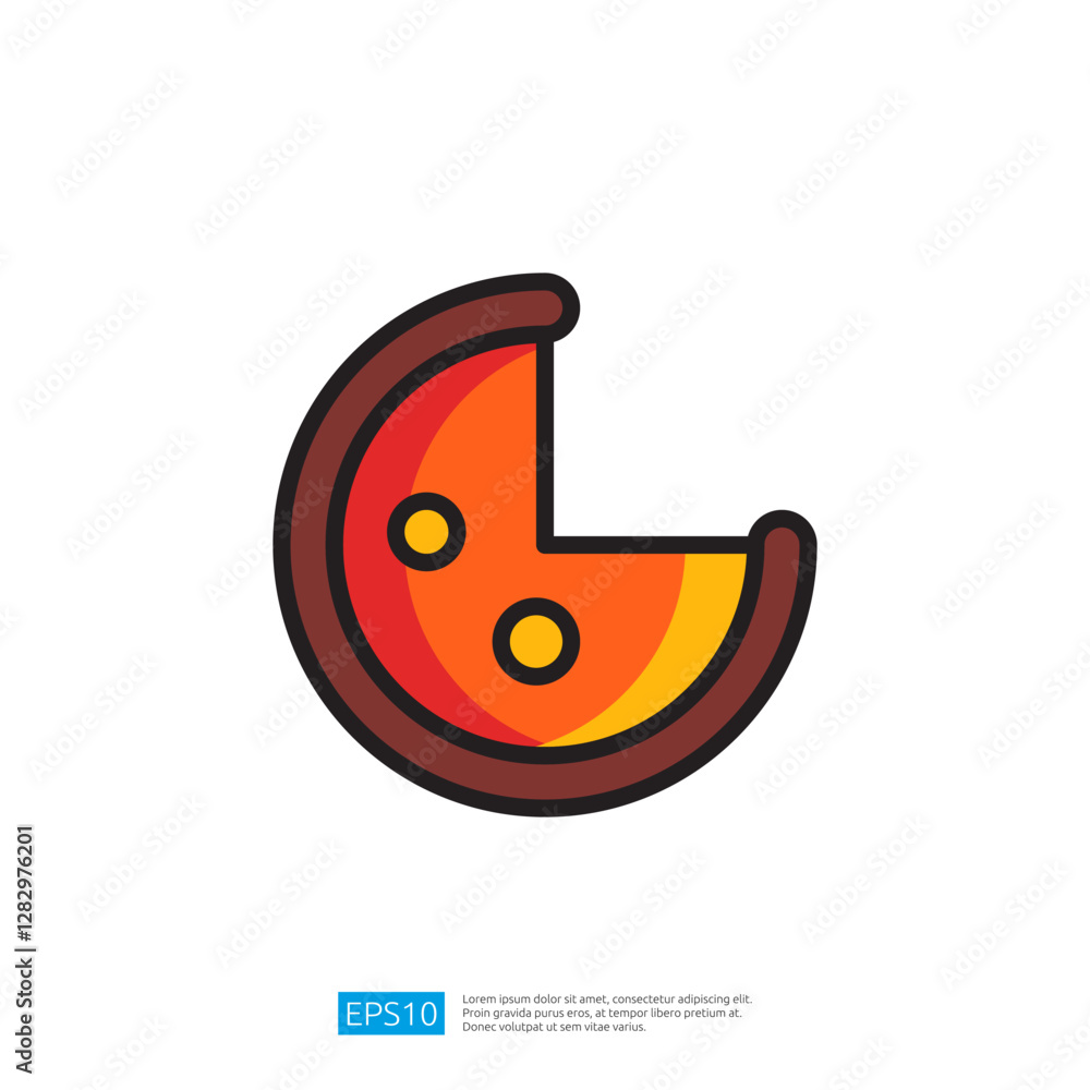 Poster colorful abstract circle icon in orange and yellow gradients with playful design elements