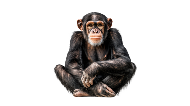 Calm chimp with a thoughtful gaze