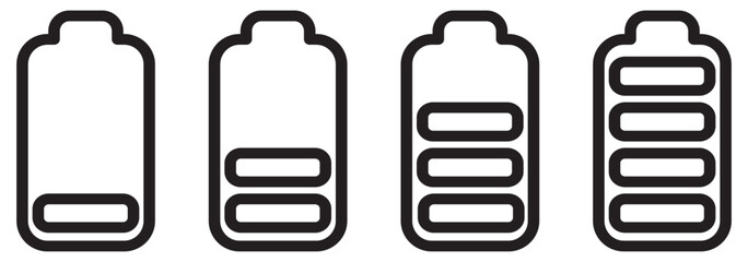 battery icon set. battery vector collection. battery level indicators. battery charger icon.