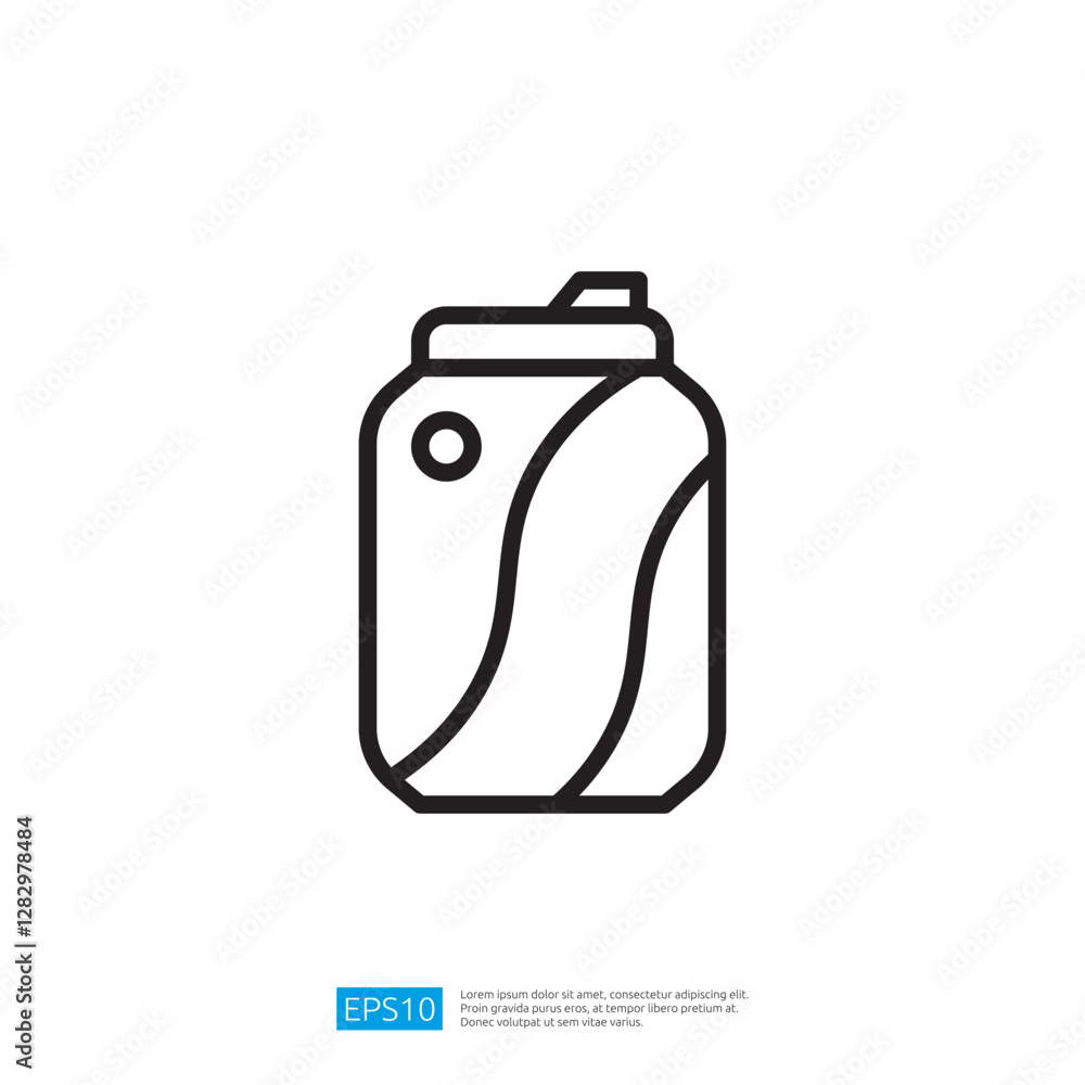 Poster illustrative icon of a container for carbonated beverage with sleek design and flowing lines on a mi