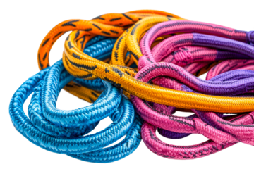 Colorful ropes displayed for various uses