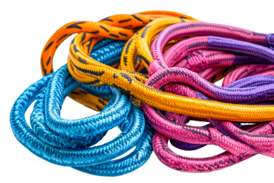 Colorful ropes displayed for various uses