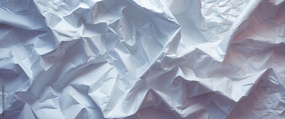 Poster crumpled white paper texture background with folds and shadows for design and creative use