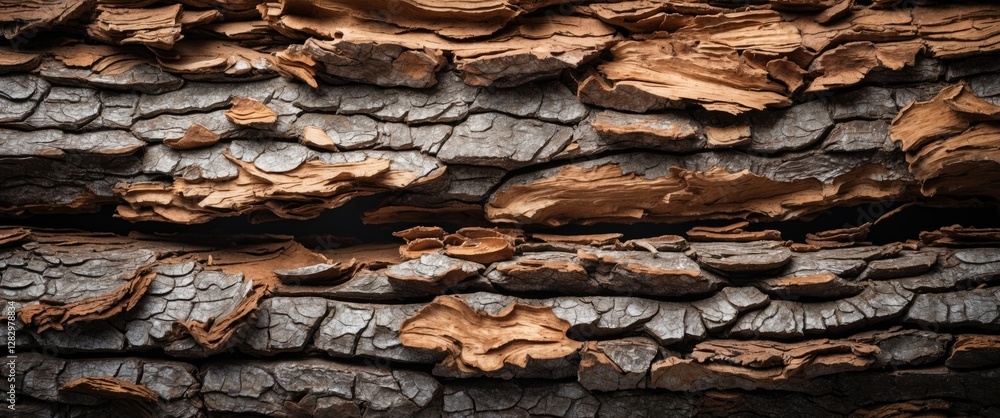 Poster textured bark of an old tree with intricate patterns and varying shades of brown and gray showcasing