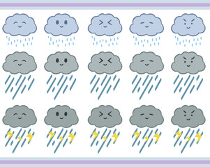 雨のお天気アイコンセット