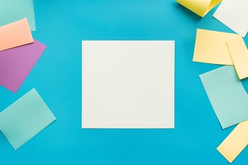 Blank white card on blue background