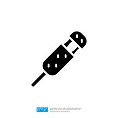 Vintage Black Microphone Icon Symbolizing Audio Recording and Communication Technology in Entertainment and Performance Context