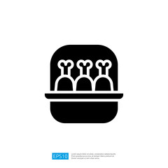 Icon of a Plate with Three Pieces of Chicken in a Graphic Style Reflecting Delicious Meal Presentation and Cuisine