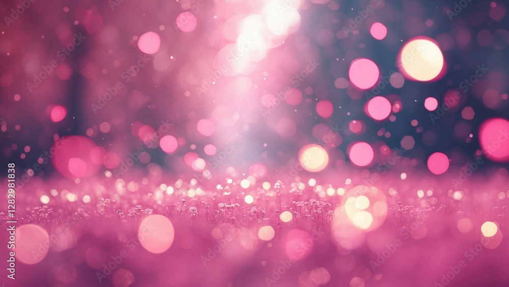 Poster abstract background with pink bokeh lights and soft blurred gradients in a dreamy atmosphere suitabl