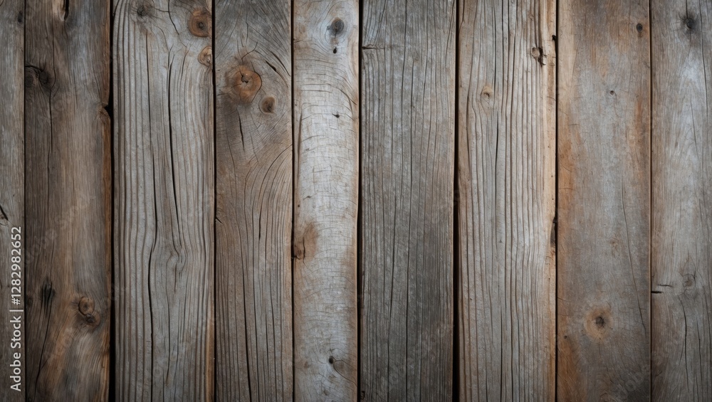 Poster wooden wall planks with a rustic texture and varying shades of grey and brown arranged vertically in