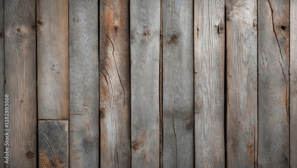 Poster gray weathered wooden planks arranged vertically creating a rustic textured background with natural 