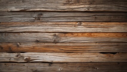 Fototapeta premium Textured wooden planks background with variations in brown tones and natural grain patterns suitable for design projects