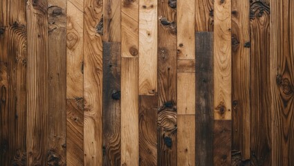 Wooden floor texture featuring a variety of brown tones and natural patterns close-up of reclaimed wood planks