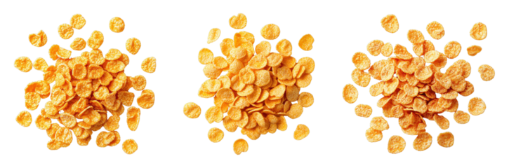 Varieties of crispy corn flakes on a Transparent Background