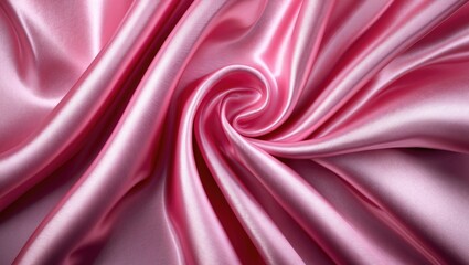 Obraz premium Close-up of swirl pattern in smooth pink satin fabric with glossy surface texture