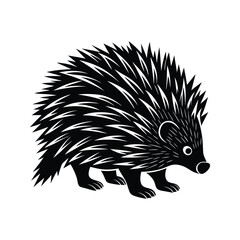 A hedgehog on a white background and simple flat design.