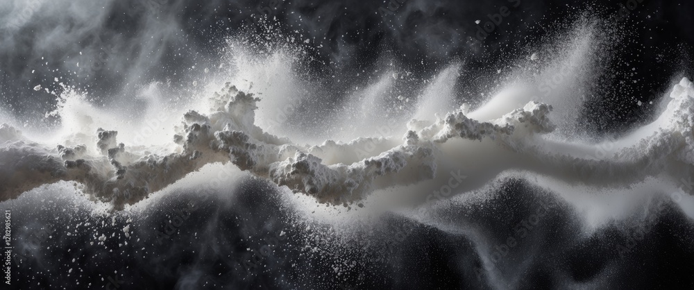 Aufkleber dynamic explosion of white powder creating an abstract texture with a dramatic contrast against a da