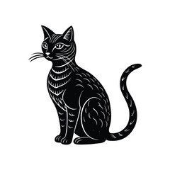 A black cat on white background