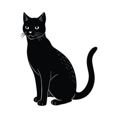 A beautiful black cat vector simple flat design.