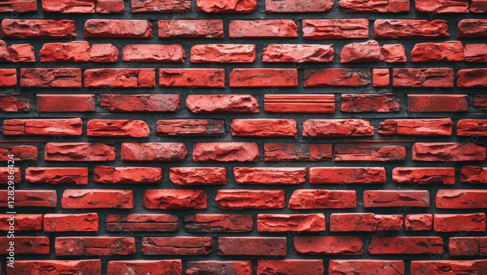 Poster textured red brick wall with uneven surface and varied brick sizes displaying a rustic and weathered
