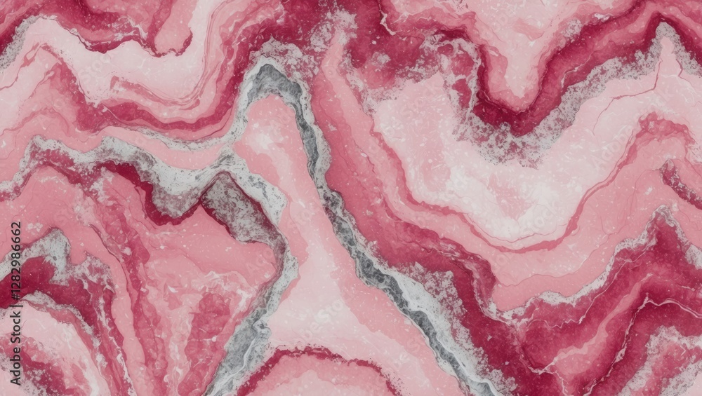 Poster pink and red agate stone texture abstract background with wavy patterns and natural raw mineral appe