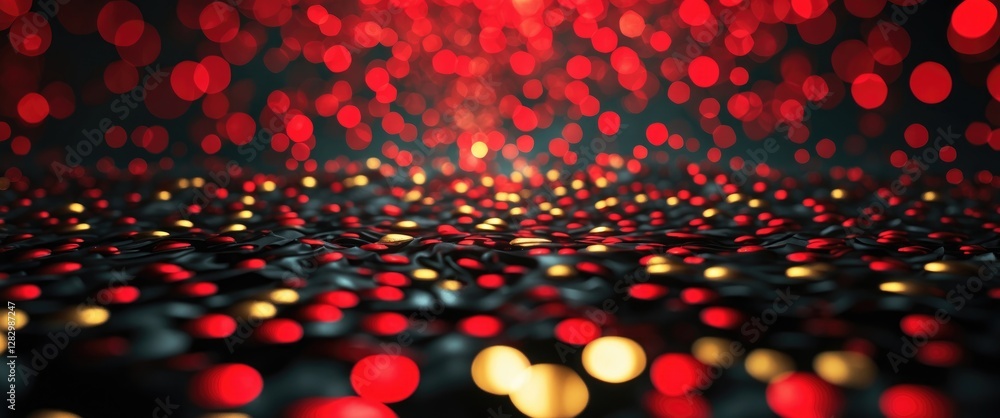 Aufkleber vibrant abstract bokeh background featuring red, black, and gold lights creating a dynamic and festi