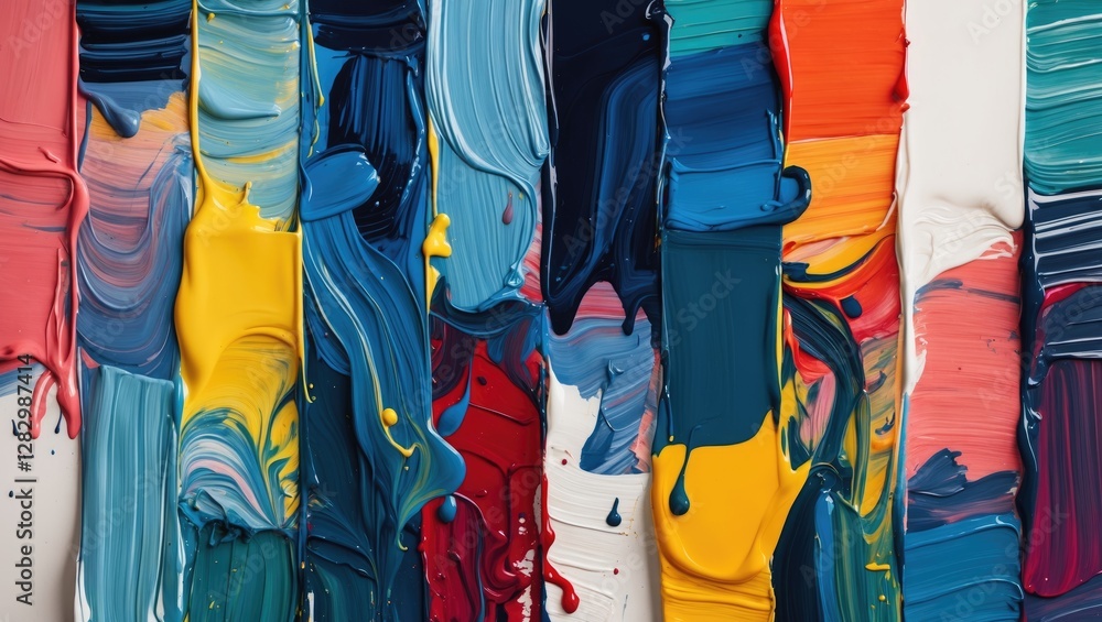 Aufkleber colorful abstract paint strokes with textured patterns creating a vibrant eye-catching artistic back
