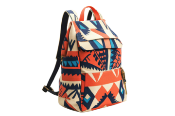 Colorful geometric backpack with vibrant patterns