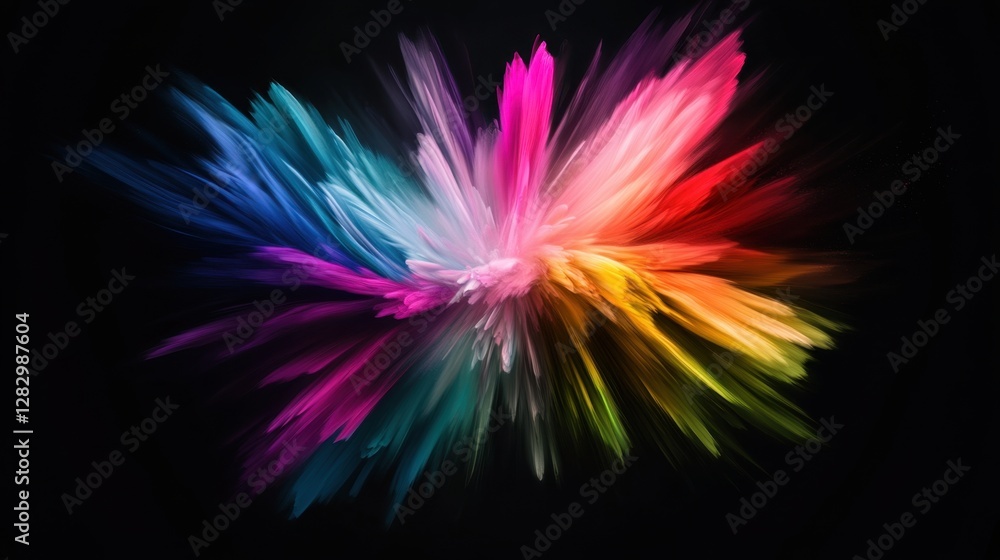 Poster a vibrant explosion of colors radiates against a dark backdrop, showcasing a blend of hues in a dyna