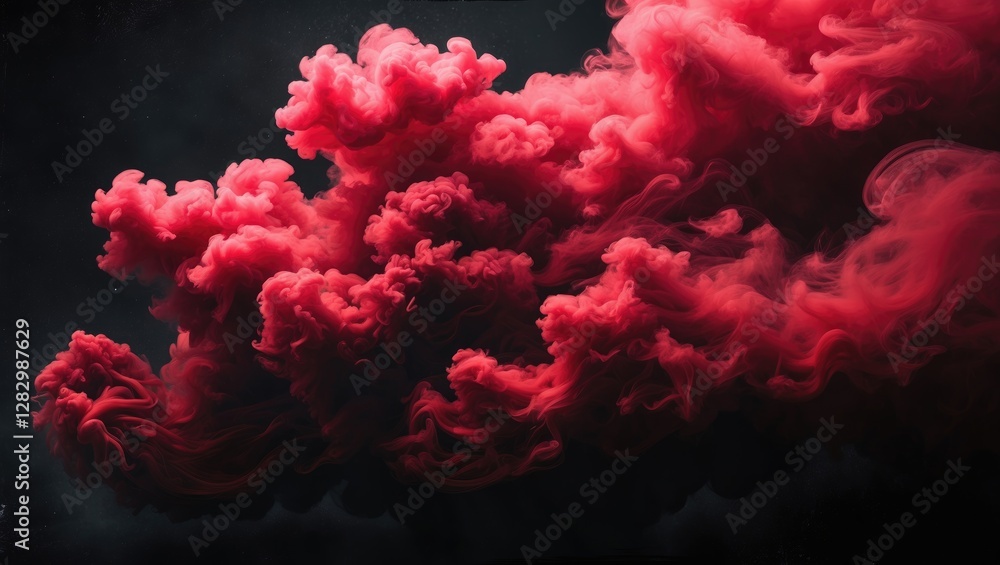 Poster red smoke swirling against dark background creating a mystical atmosphere ideal for abstract art con