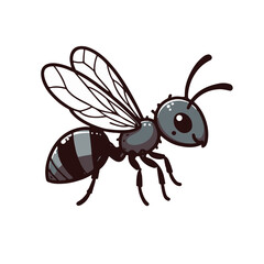 cartoon ant insect . set  black and white vector illustration
