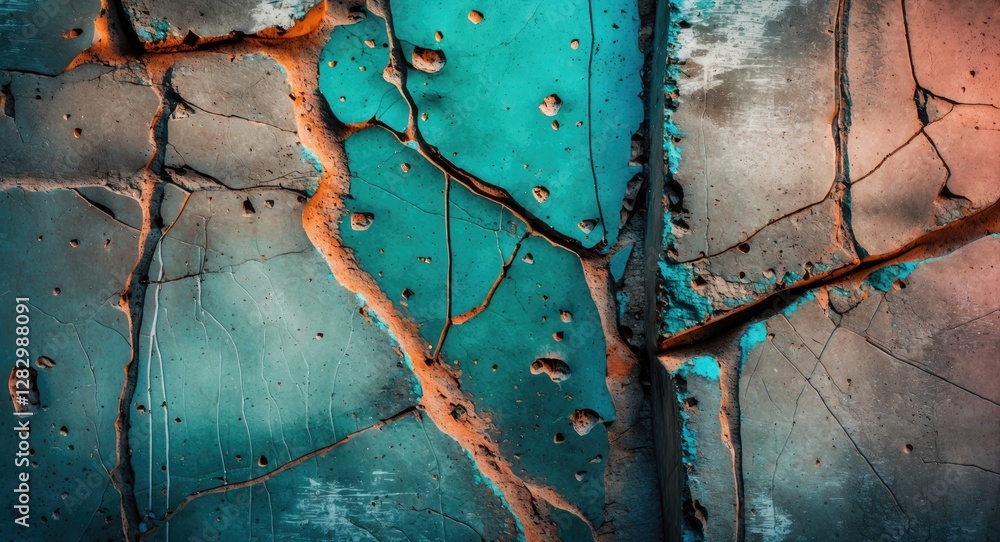 Poster weathered concrete surface with cracks and scratches showcasing texture and color variations ideal f