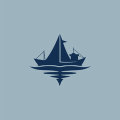 logo, fishing boat illustration