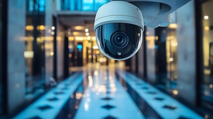 Intelligent surveillance installed at an outdoor building entrance providing remote monitoring and advanced security capabilities for commercial or industrial facilities