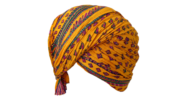 Colorful turban on white backdrop