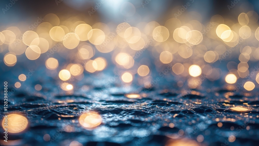 Poster bokeh lights abstract background with shimmering water texture in soft focus creating a dreamy and s