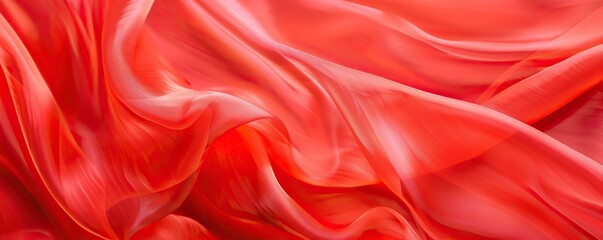 Fototapeta premium Soft and wavy red silk fabric background